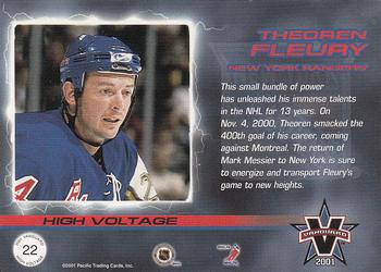 2000-01 Pacific Vanguard - High Voltage #22 Theoren Fleury Back