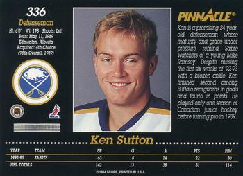 1993-94 Pinnacle #336 Ken Sutton Back