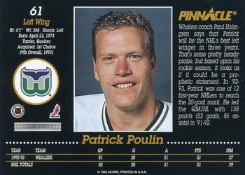 1993-94 Pinnacle #61 Patrick Poulin Back