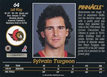 1993-94 Pinnacle #64 Sylvain Turgeon Back