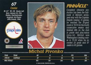 1993-94 Pinnacle #67 Michal Pivonka Back