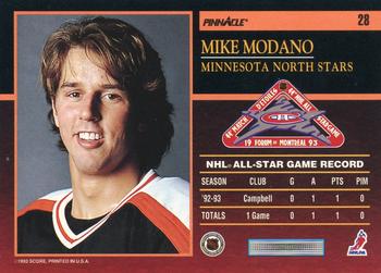 1993-94 Score - Pinnacle All-Stars U.S. #28 Mike Modano Back