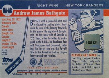 2000-01 Topps Heritage - Autographs #HA-AB Andy Bathgate Back