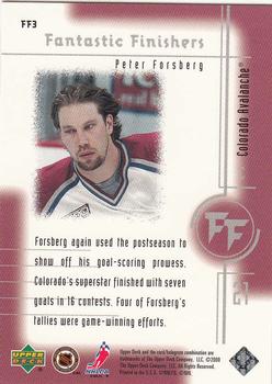 2000-01 Upper Deck - Fantastic Finishers #FF3 Peter Forsberg Back