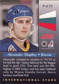 1993-94 Score - International Stars #8 Alexander Mogilny Back