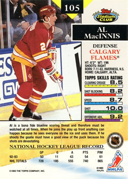 1993-94 Stadium Club #105 Al MacInnis Back