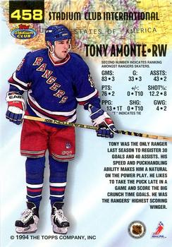 1993-94 Stadium Club #458 Tony Amonte Back