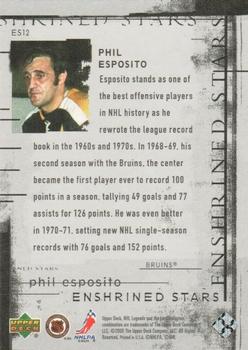 2000-01 Upper Deck Legends - Enshrined Stars #ES12 Phil Esposito Back