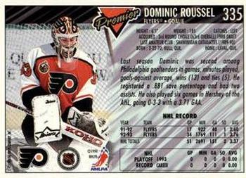 1993-94 Topps Premier #335 Dominic Roussel Back