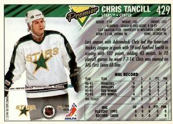 1993-94 Topps Premier #429 Chris Tancill Back