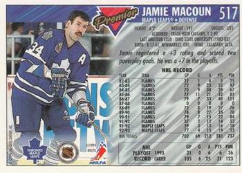 1993-94 Topps Premier #517 Jamie Macoun Back