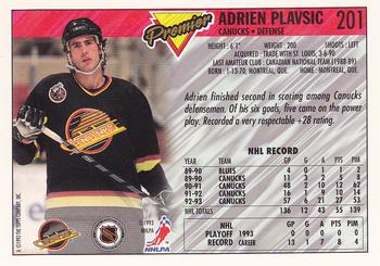 1993-94 Topps Premier #201 Adrien Plavsic Back