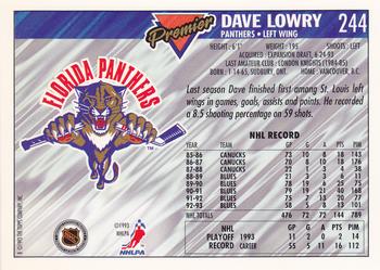 1993-94 Topps Premier #244 Dave Lowry Back