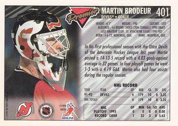 1993-94 Topps Premier #401 Martin Brodeur Back