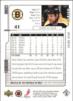 2000-01 Upper Deck MVP - Third Star #16 Jason Allison Back