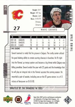 2000-01 Upper Deck MVP - Third Star #32 Marc Savard Back