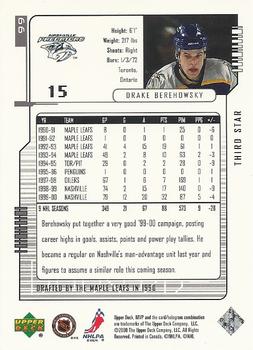 2000-01 Upper Deck MVP - Third Star #99 Drake Berehowsky Back