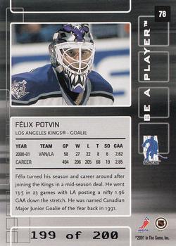 2001-02 Be a Player Memorabilia - Ruby #78 Felix Potvin Back