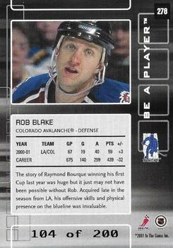 2001-02 Be a Player Memorabilia - Ruby #278 Rob Blake Back