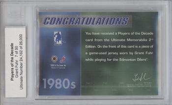 2001-02 Be A Player Ultimate Memorabilia - Decades #20 Grant Fuhr Back