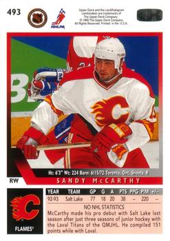 1993-94 Upper Deck #493 Sandy McCarthy Back