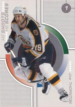 2001-02 Be a Player Update - He Shoots-He Scores Points #NNO Joe Thornton Front