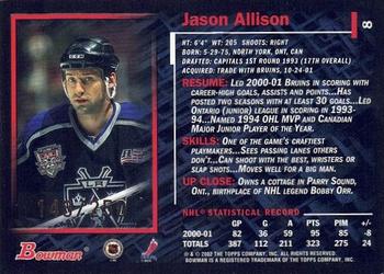 2001-02 Bowman YoungStars - Gold #8 Jason Allison Back