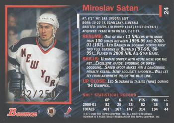 2001-02 Bowman YoungStars - Gold #24 Miroslav Satan Back