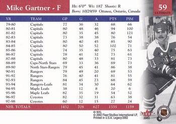 2001-02 Fleer Legacy - Ultimate #59 Mike Gartner Back