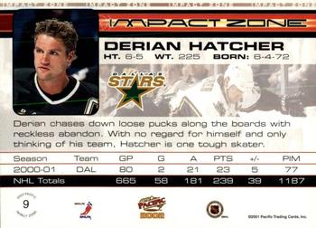 2001-02 Pacific - Impact Zone #9 Derian Hatcher Back