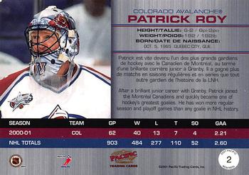 2001 Pacific Montreal Collector's International (October 2001) #2 Patrick Roy  Back