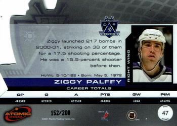 2001-02 Pacific Atomic - Gold #47 Ziggy Palffy Back