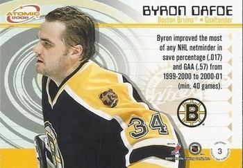 2001-02 Pacific Atomic - Jerseys #3 Byron Dafoe Back