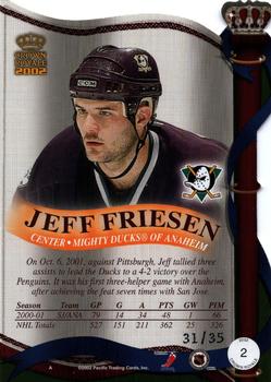 2001-02 Pacific Crown Royale - Red #2 Jeff Friesen Back