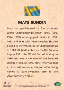 2001-02 Parkhurst - Waving the Flag #17 Mats Sundin Back