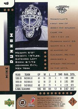 2001-02 SP Authentic - Limited #46 Mike Dunham Back