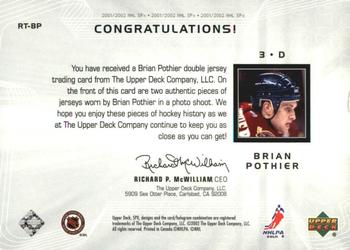 2001-02 Upper Deck Rookie Update - SPx Rookie Treasures #RT-BP Brian Pothier Back