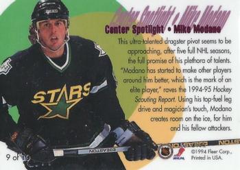 1994-95 Flair - Center Spotlight #9 Mike Modano Back