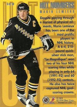 1994-95 Flair - Hot Numbers #5 Mario Lemieux Back