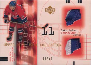 2001-02 Upper Deck Mask Collection - Double Patches #DP-SK Saku Koivu Front