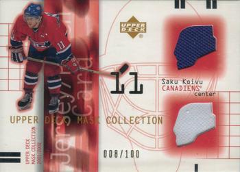 2001-02 Upper Deck Mask Collection - Jersey and Patch #JP-SK Saku Koivu Front