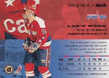 1994-95 Leaf #62 Joe Juneau Back