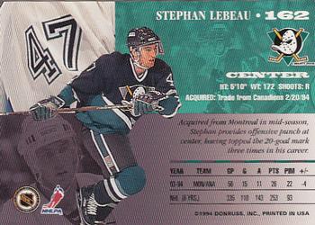 1994-95 Leaf #162 Stephan Lebeau Back