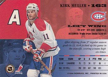 1994-95 Leaf #163 Kirk Muller Back