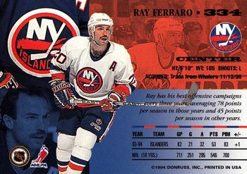 1994-95 Leaf #334 Ray Ferraro Back