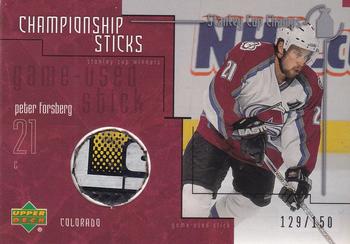 2001-02 Upper Deck Stanley Cup Champs - Championship Sticks #S-PF Peter Forsberg Front