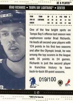 2002-03 Be a Player Memorabilia - Sapphire #10 Brad Richards Back