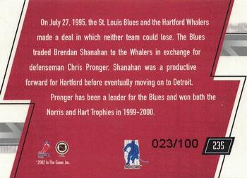 2002-03 Be a Player Memorabilia - Sapphire #235 Chris Pronger / Brendan Shanahan Back