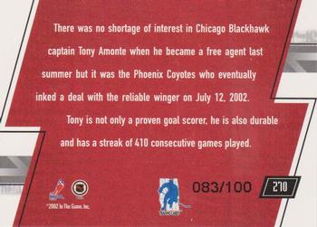 2002-03 Be a Player Memorabilia - Sapphire #270 Tony Amonte Back