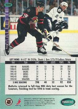 1994-95 Parkhurst #160 Troy Mallette Back
